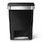 Simplehuman 45 L Rectangular Step-On Can, Black, Plastic, 19 in CW1385 - alternate 1